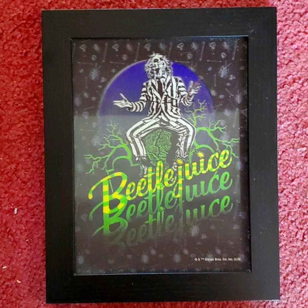 Lenticular wood art from movie "Beetlejuice"